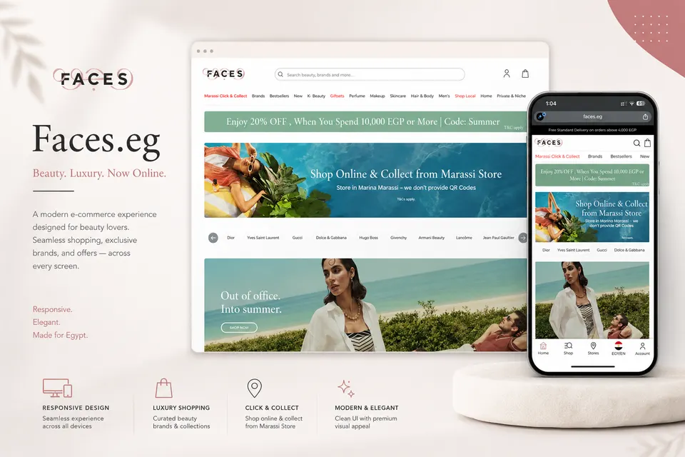Screenshot of the Faces website