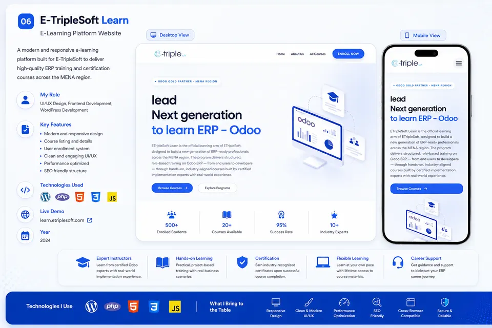 Screenshot of the Learn website
