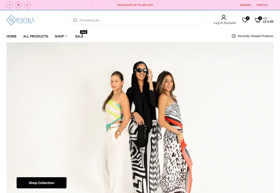 Screenshot of the Rafika website